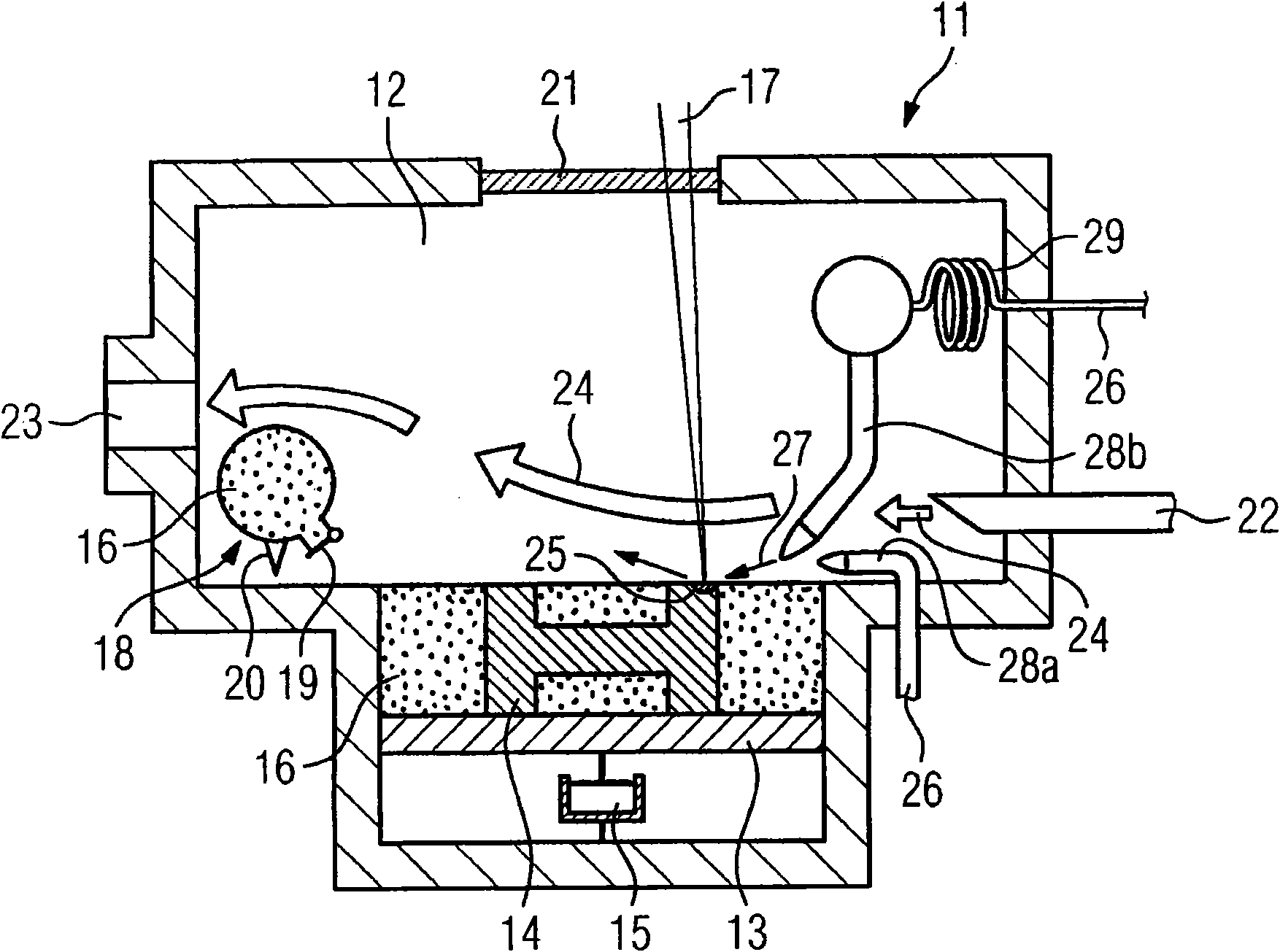 Method for producing a component through selective laser melting and process chamber suitable therefor