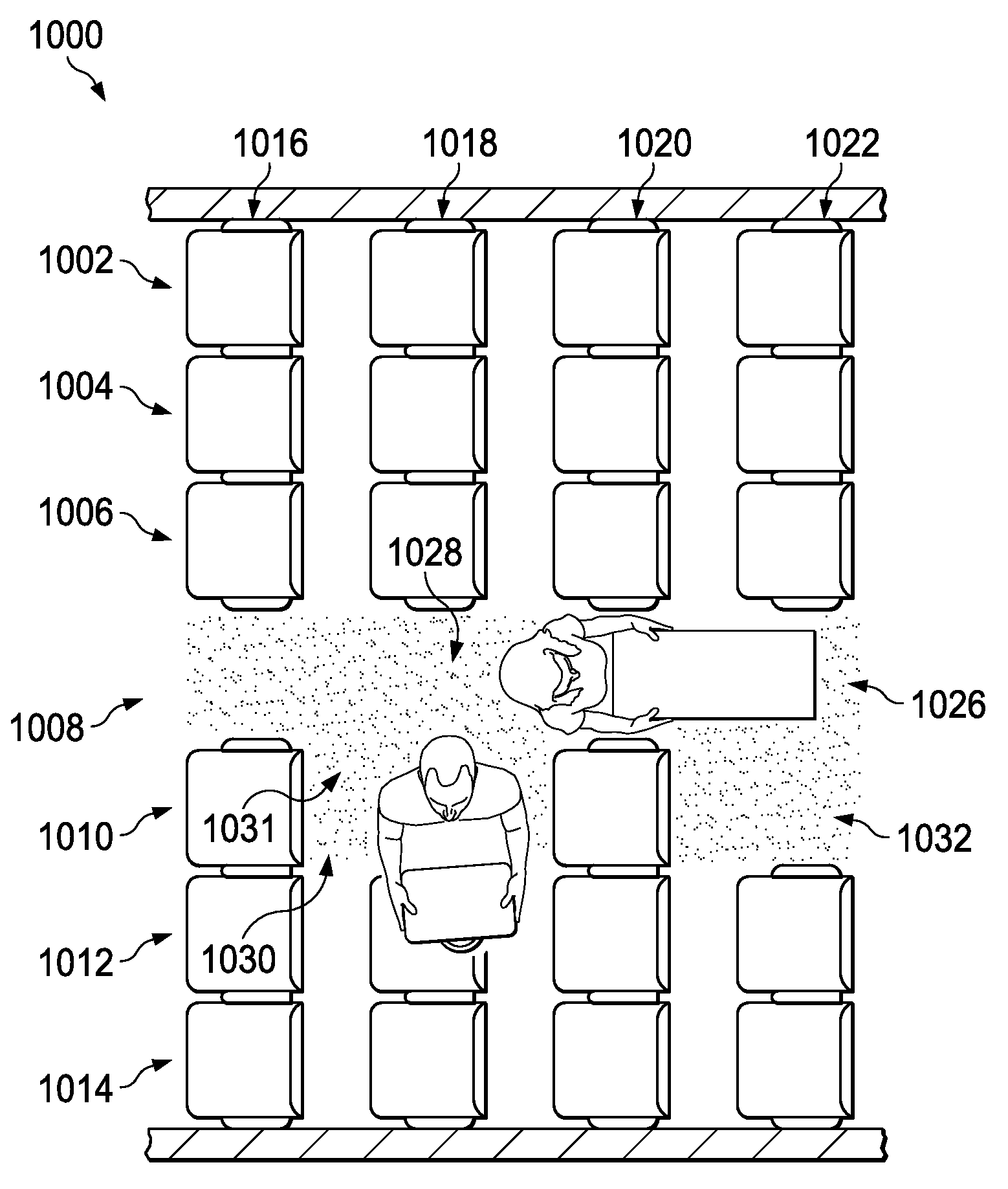 Synthetic aisle configuration for an aircraft