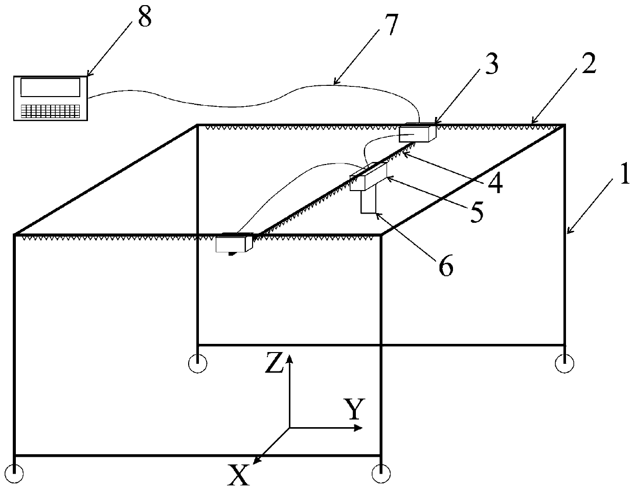 Verification device and method for simulating concrete slump form by discrete elements