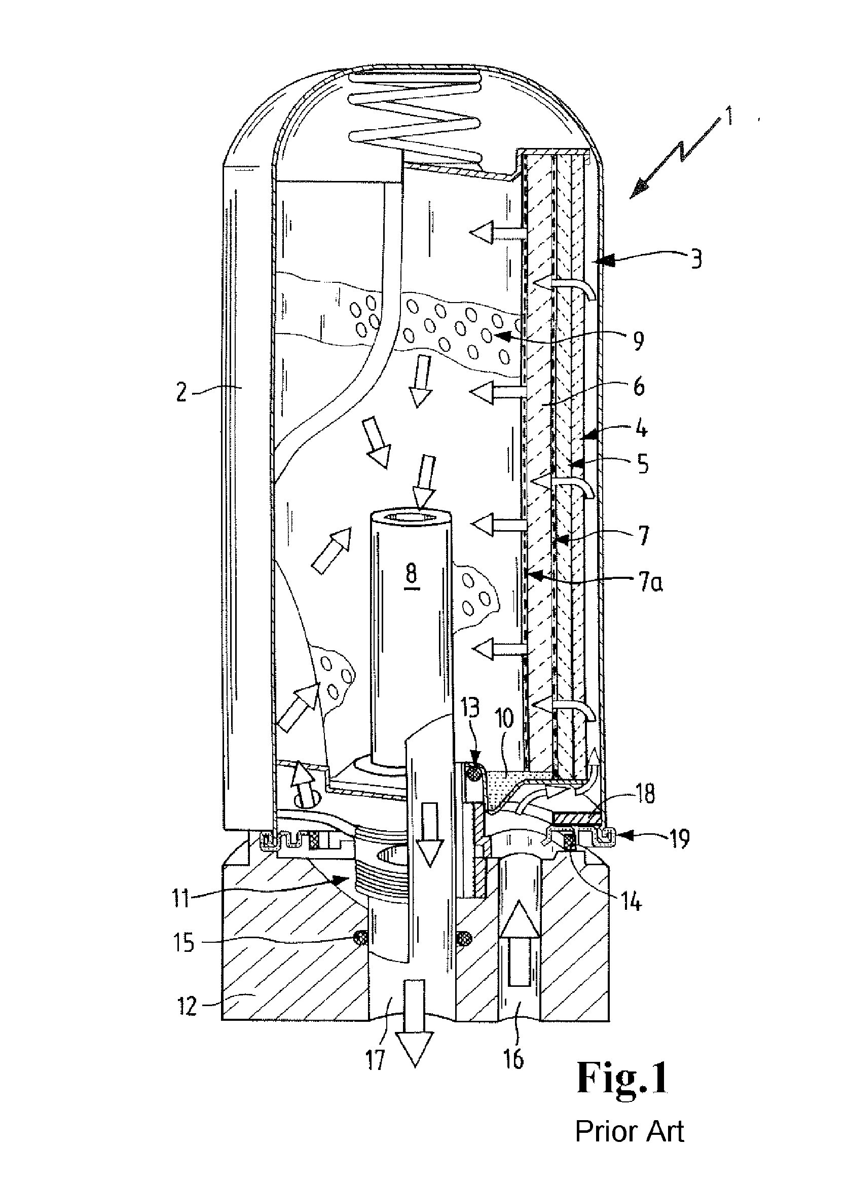 Filter closure system with bayonet closure