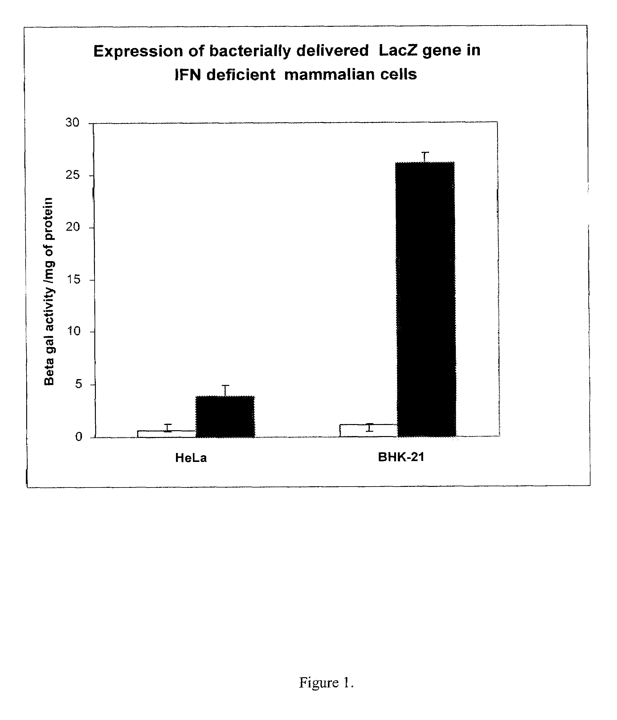 Methods to increase transgene expression from bacterial-based delivery systems by co-expressing suppressors of the eukaryotic type I interferon response