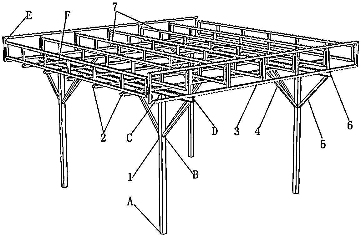 Fabricated steel structure temporary working shed and mounting method thereof
