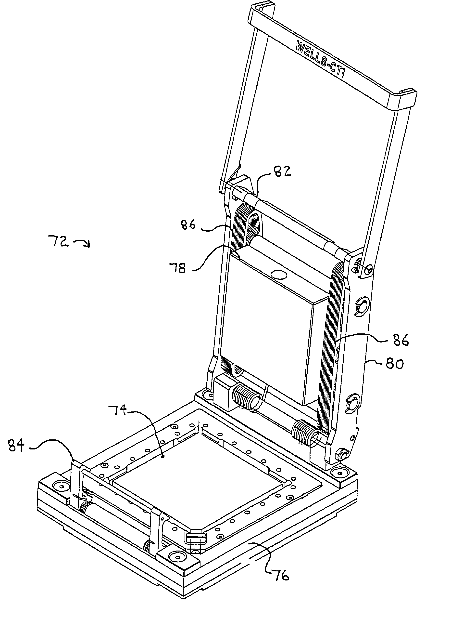 Method and device with variable resilience springs for testing integrated circuit packages