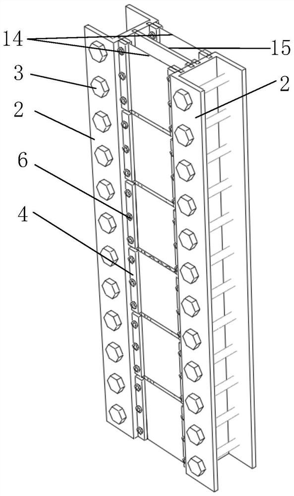 Assembled variable stiffness transverse connection energy dissipation parts and installation method