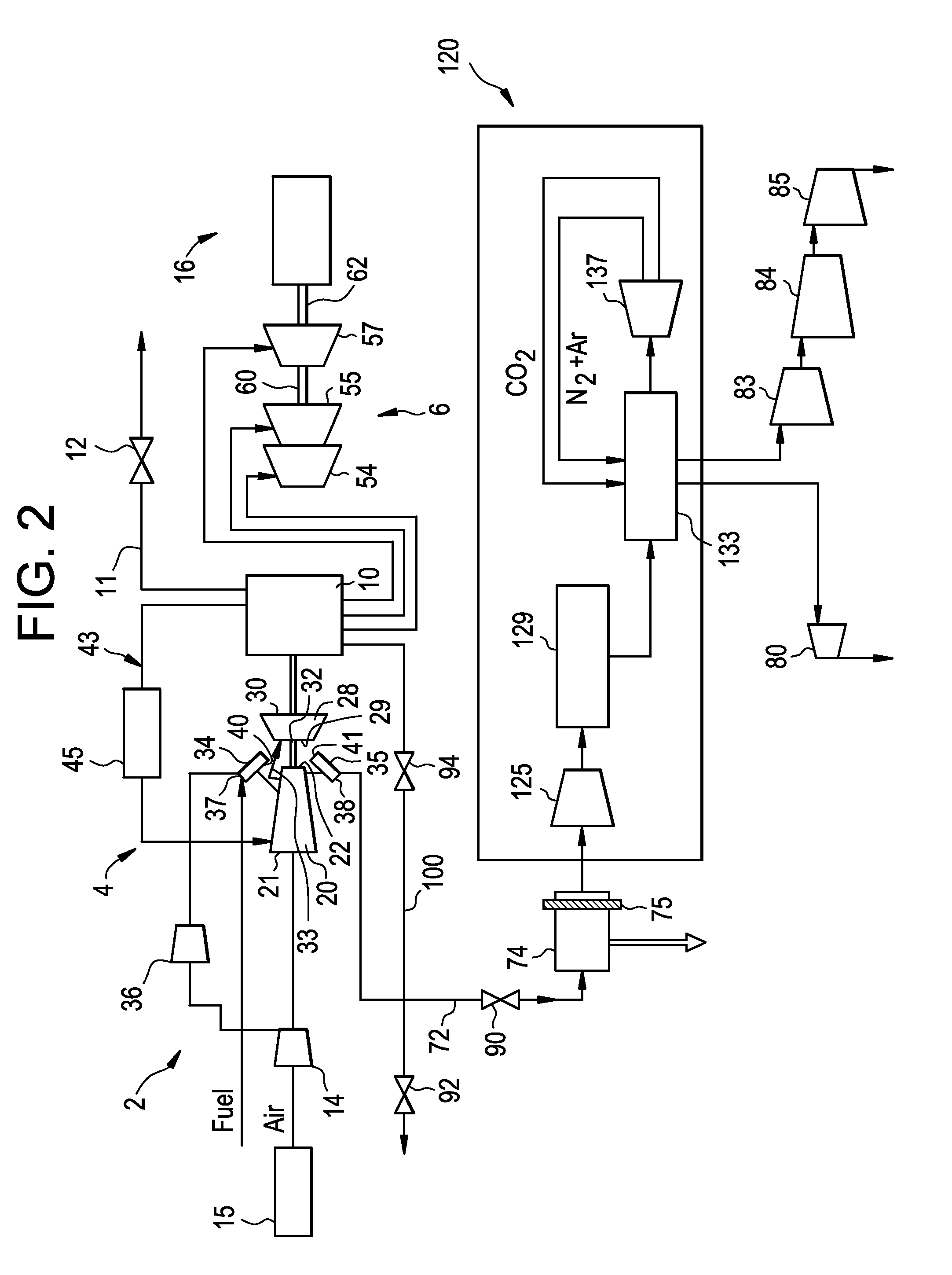 Combined cycle power plant including a carbon dioxide collection system