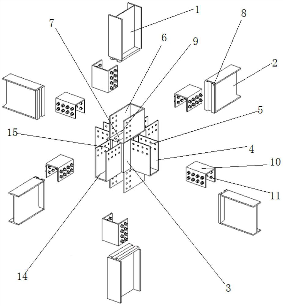 Steel structure assembly type beam column joint connecting device