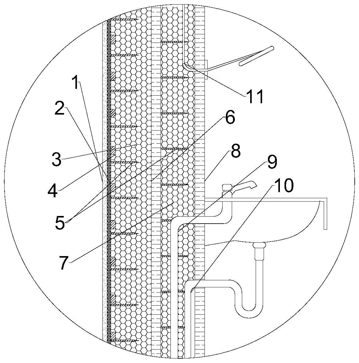 Composite building wall module, module building wall and preparation method and application