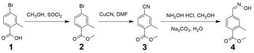 Method for preparing 2-methyl-4-formaldoxime methyl benzoate