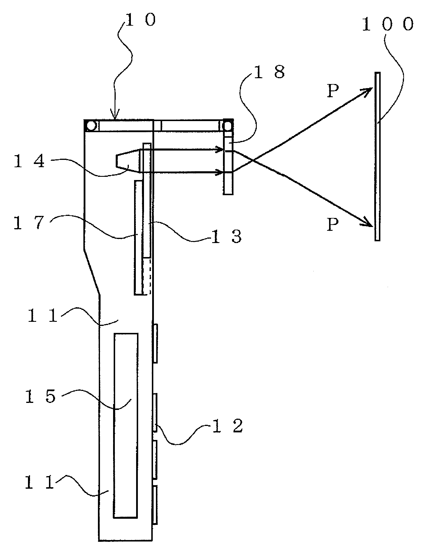 Mobile phone with an image projection device