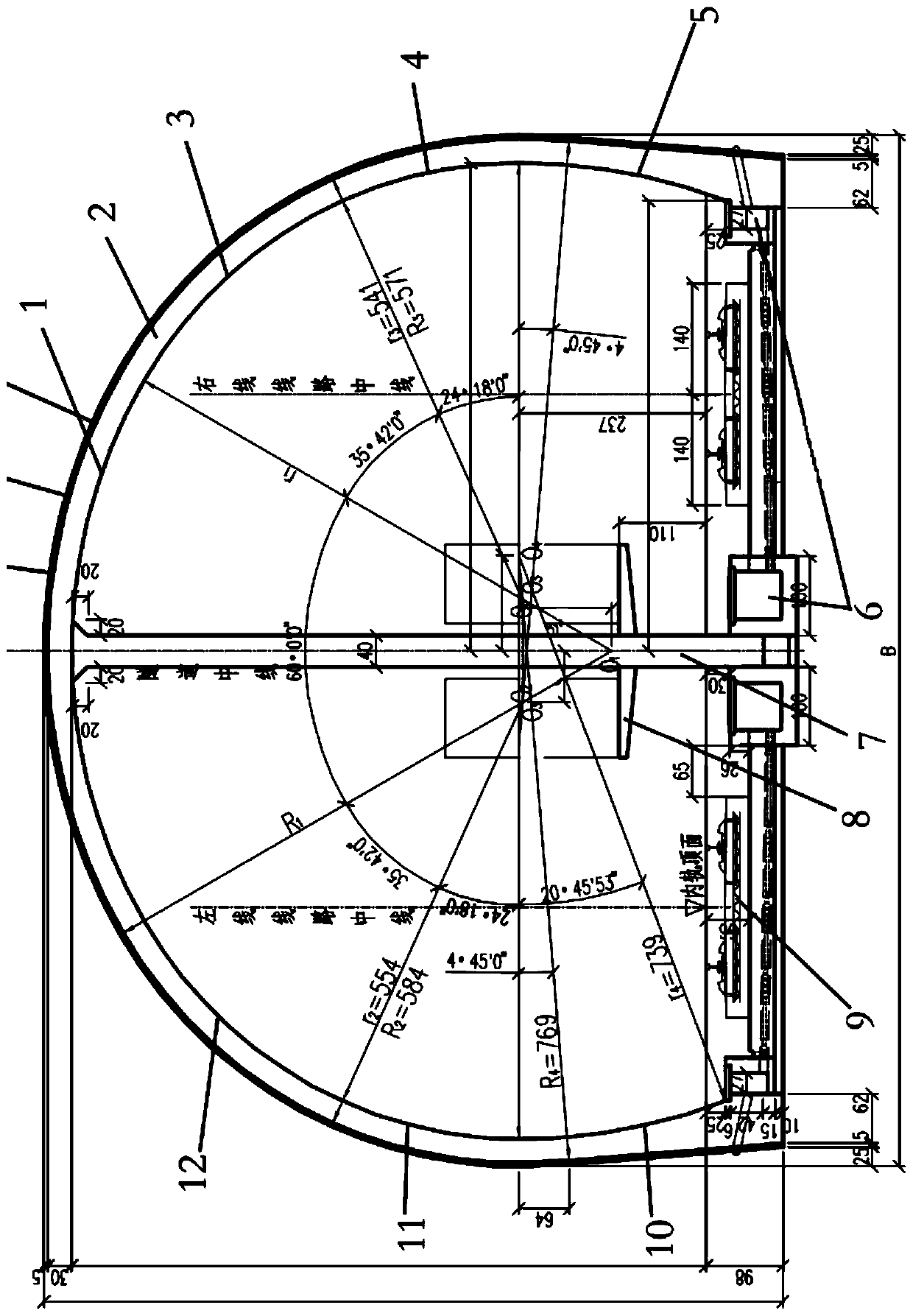 Single-hole dual-line jet fan tunnel section designed based on municipal administrative area D-type vehicle limit