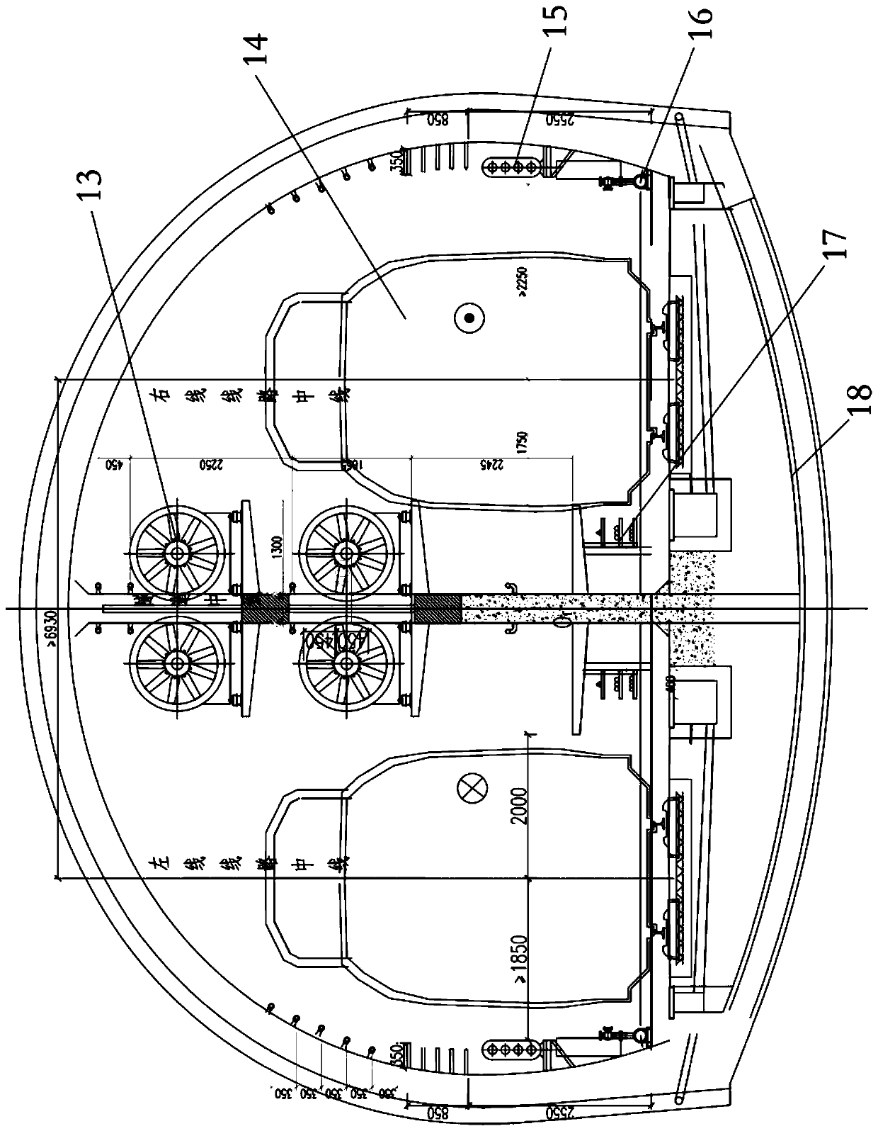 Single-hole dual-line jet fan tunnel section designed based on municipal administrative area D-type vehicle limit