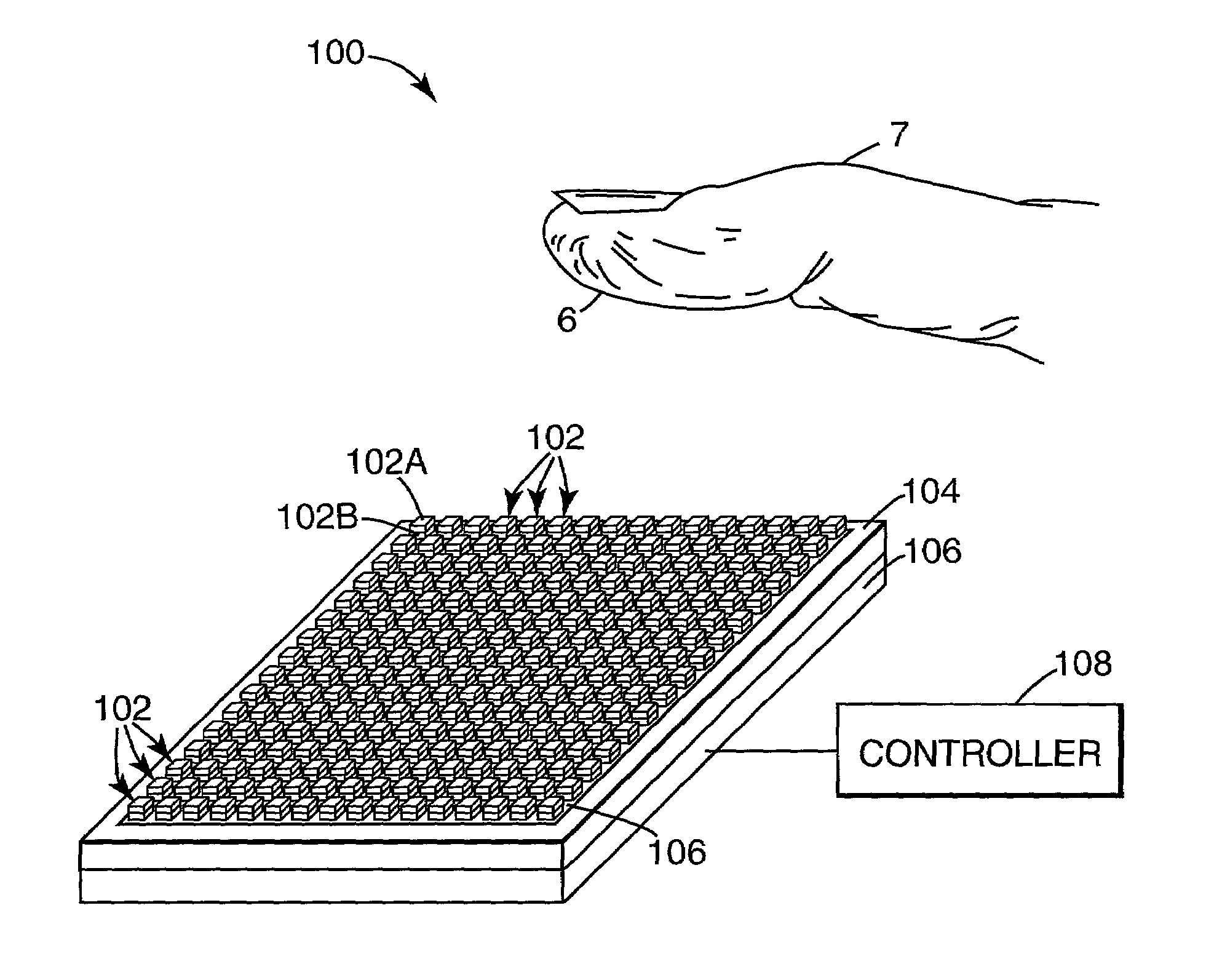 Impedance sensing screen pointing device