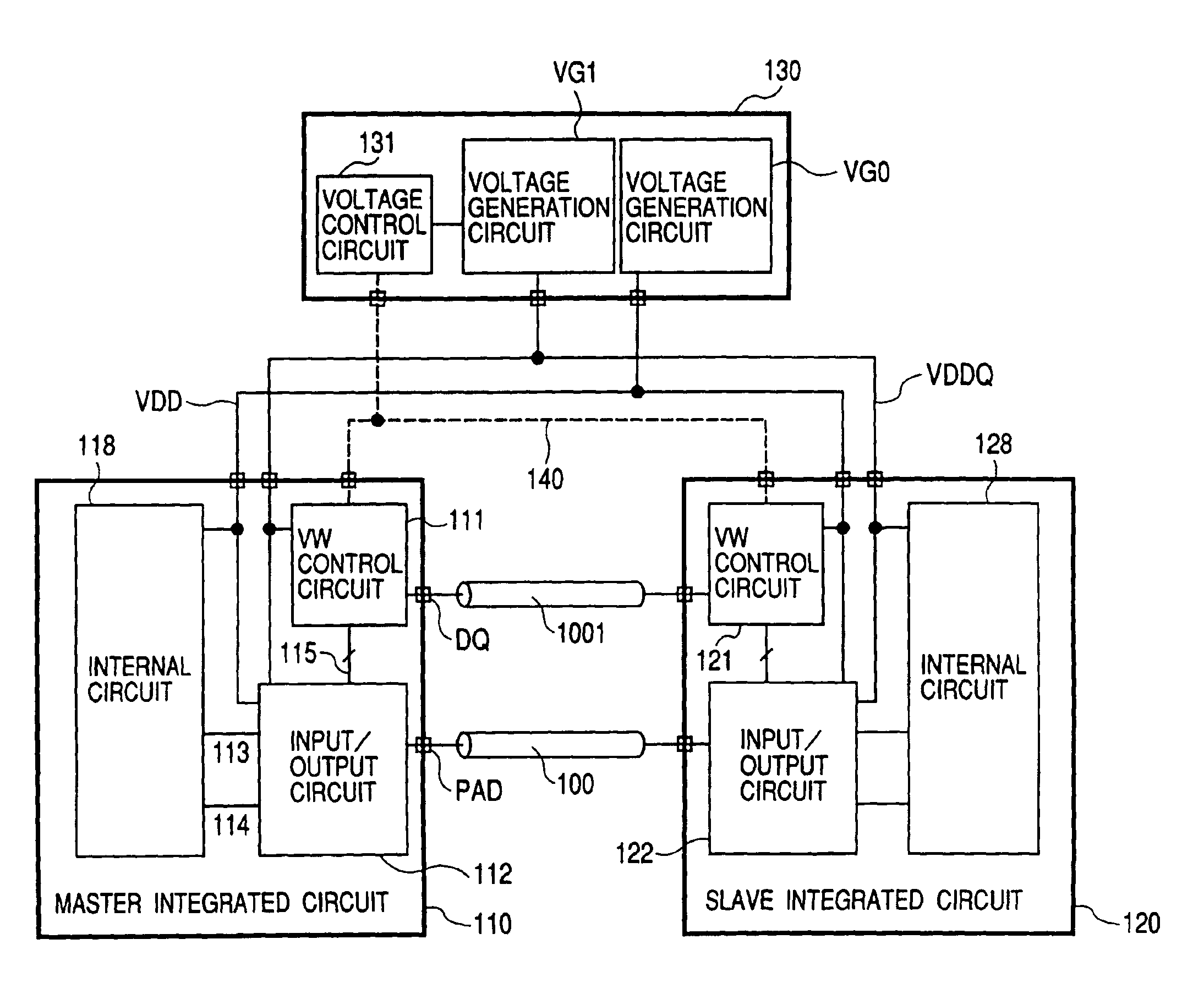 Output buffer circuit with control circuit for modifying supply voltage and transistor size