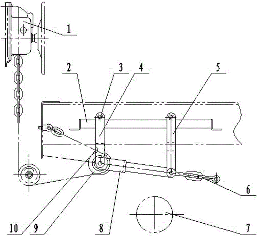 Manual braking pull rod device for driving pulleys of rail wagon