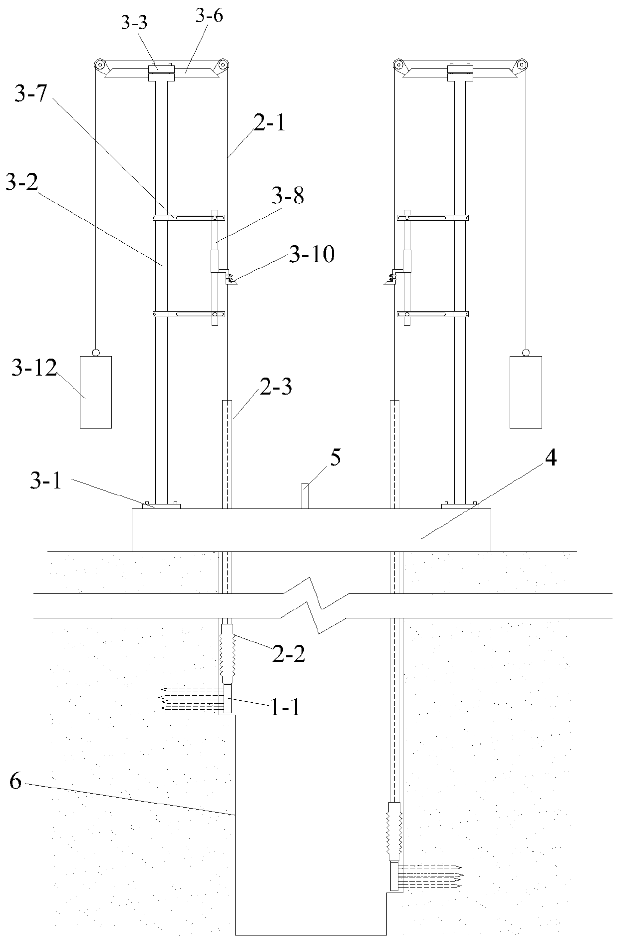 In-situ soil body layered settlement monitoring device and method