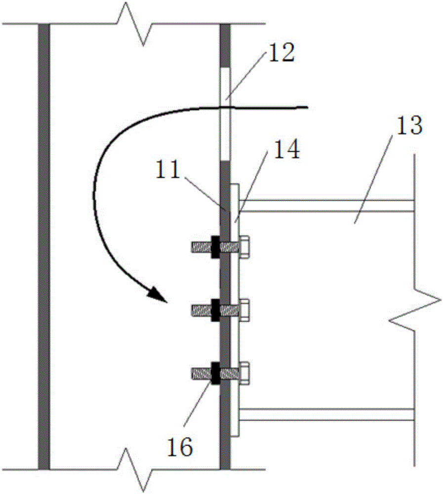 Steel pipe column and steel beam end plate connecting joint adopting single-face connecting bolts