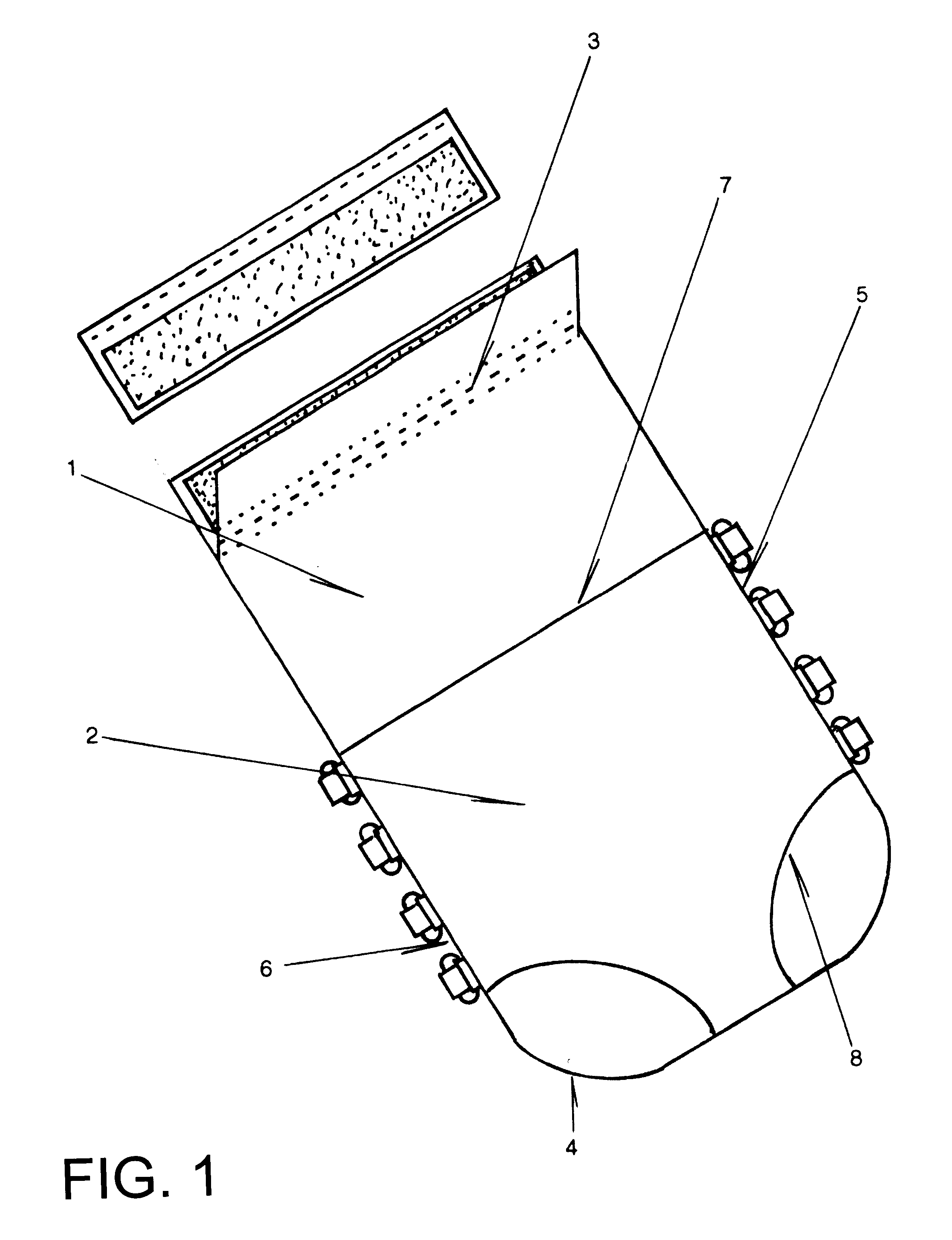 Dismountable and adjustable fastening device for laying down pediatric patients in an inclined position