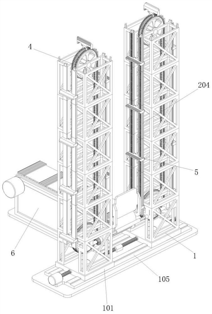 Perpendicular prefabricated member conveying device for assembled building construction