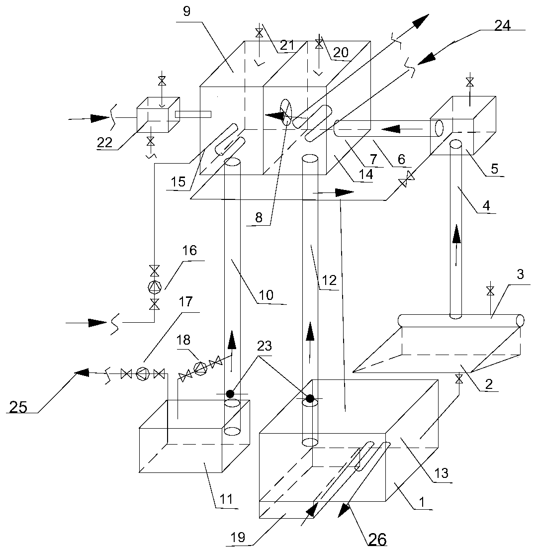 Liquid gravity distillation seawater desalination method and device