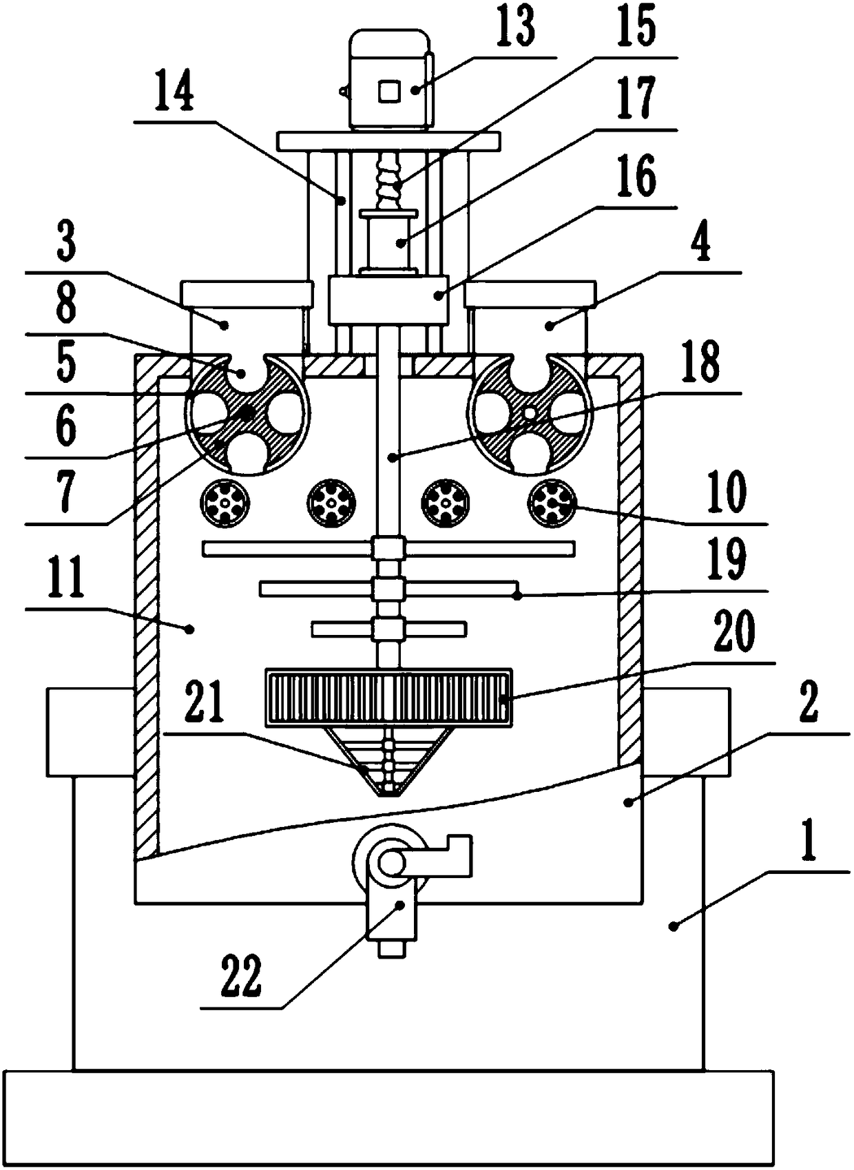 Quantitative charging-type mixing preparation machine for fruit juice beverages