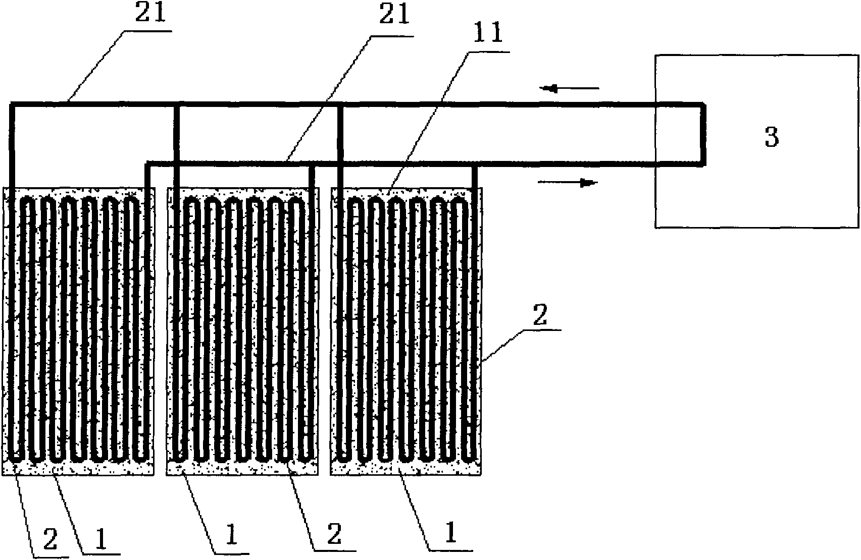 Ground source heat pump system with ground heat exchanger buried in diaphragm wall retaining structure