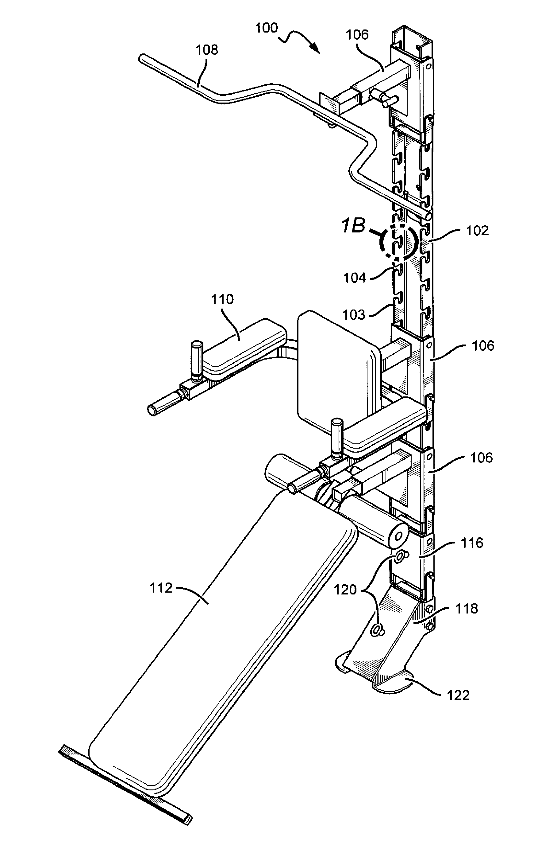 Surface mounted modular exercise device