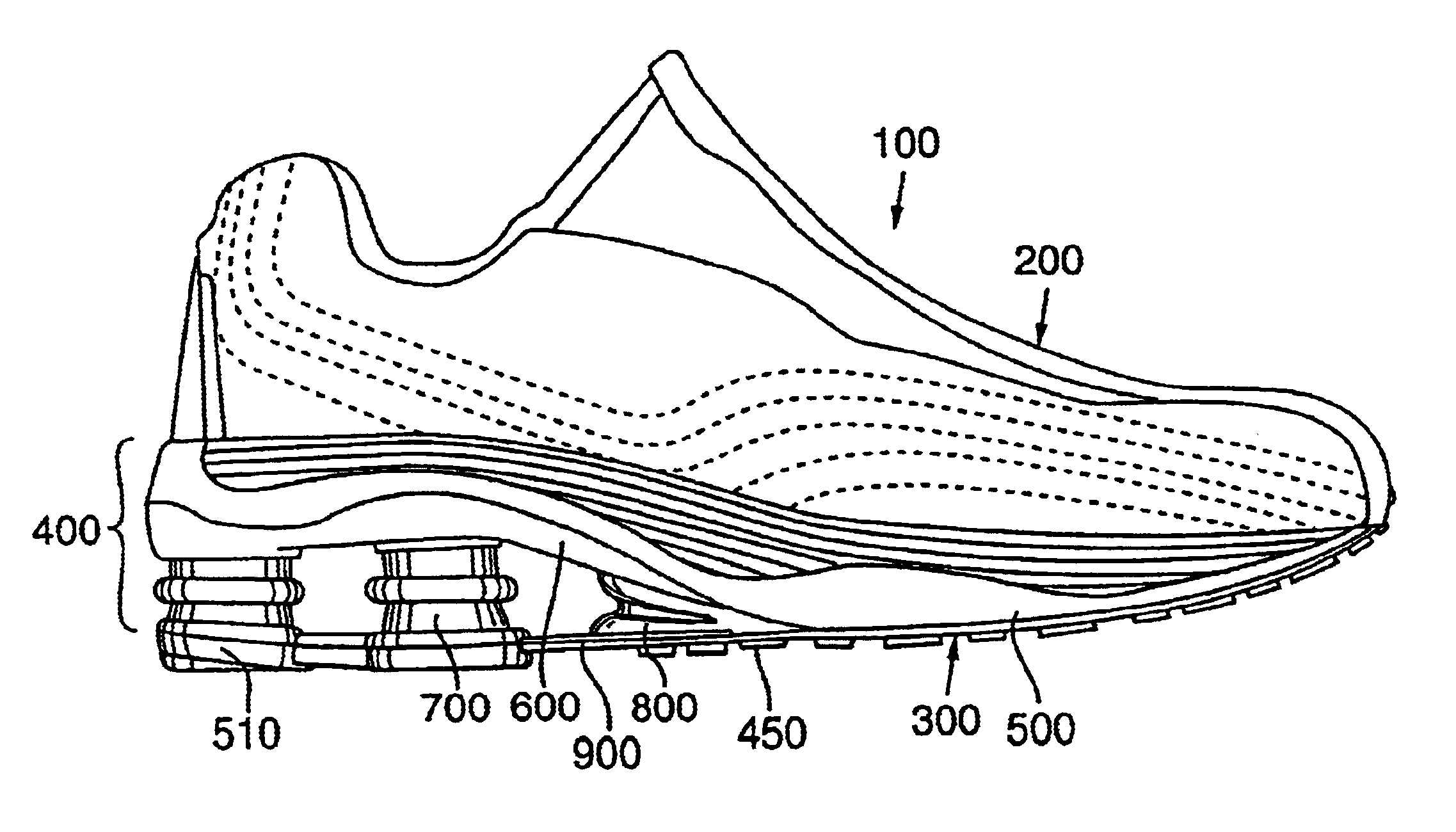 Footwear midsole with compressible element in lateral heel area