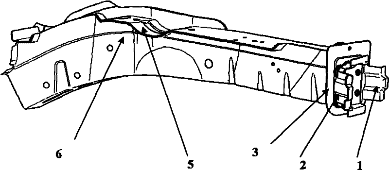 Automobile engine nacelle curb girder front part with reinforced energy absorbing structure