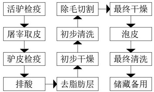 A kind of donkey hide treatment method and technological process before boiling donkey-hide gelatin