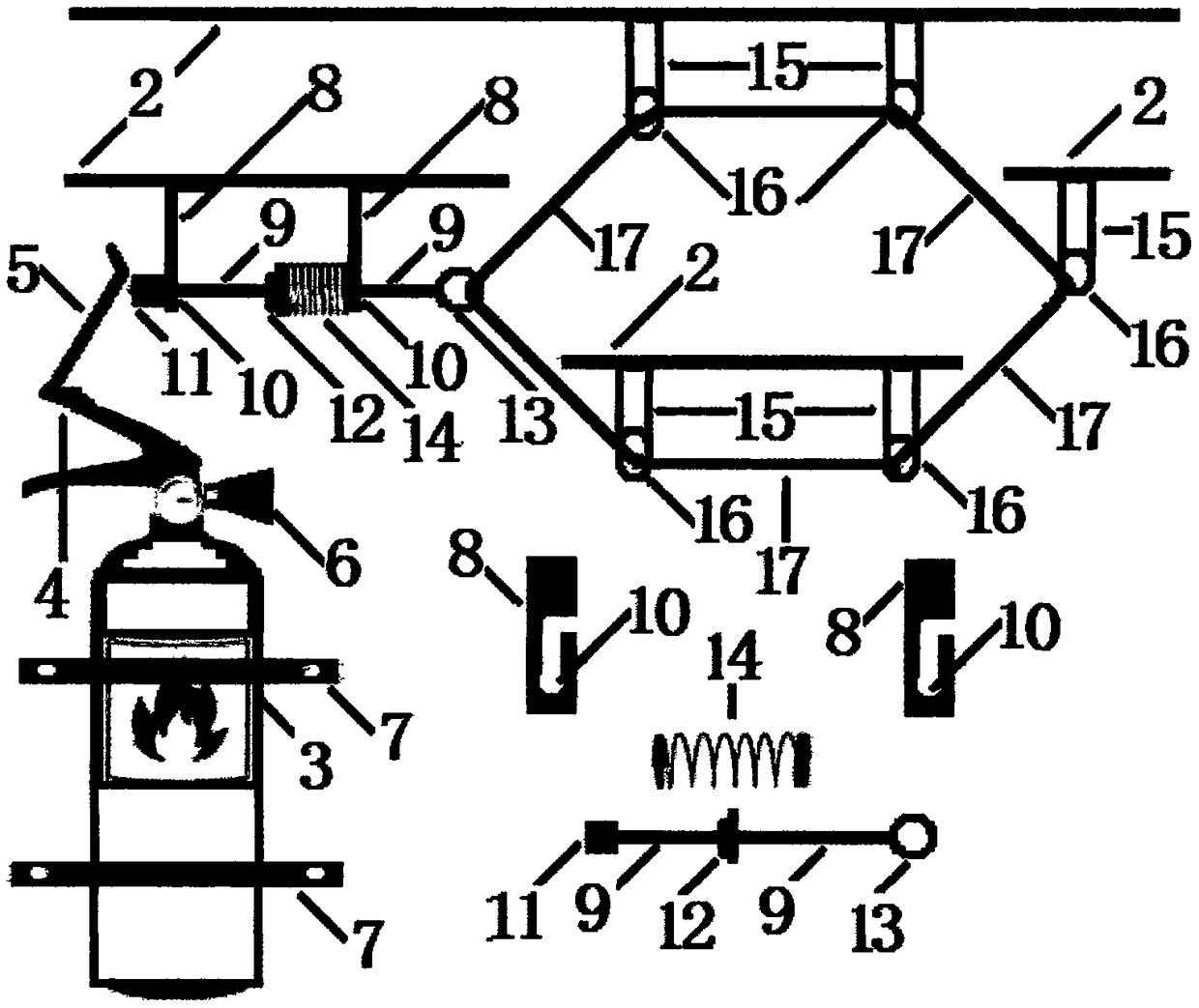 Vehicle engine cover fire extinguishing structure capable of automatically opening fire extinguisher