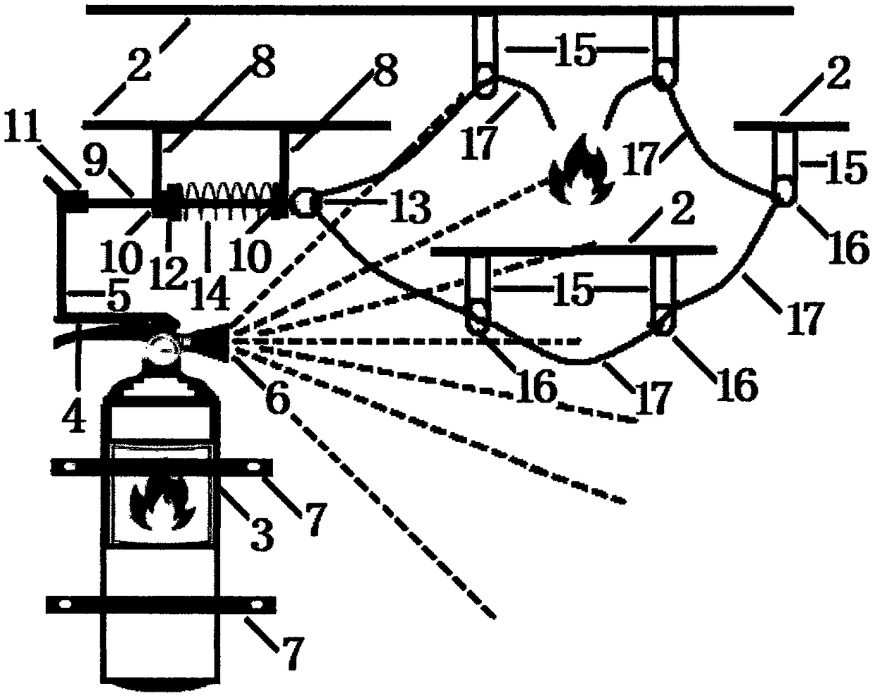 Vehicle engine cover fire extinguishing structure capable of automatically opening fire extinguisher