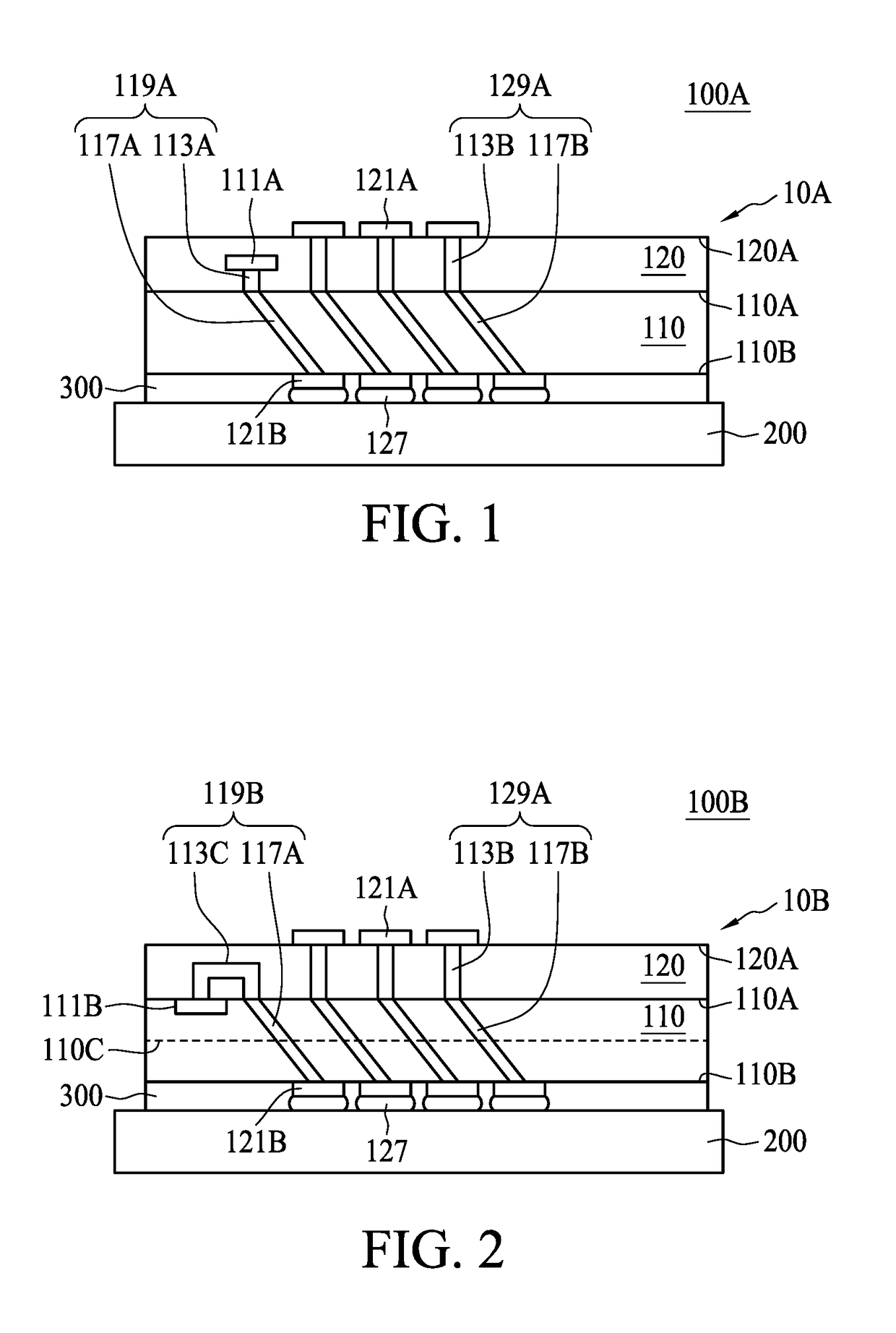 Chip package having tilted through silicon via