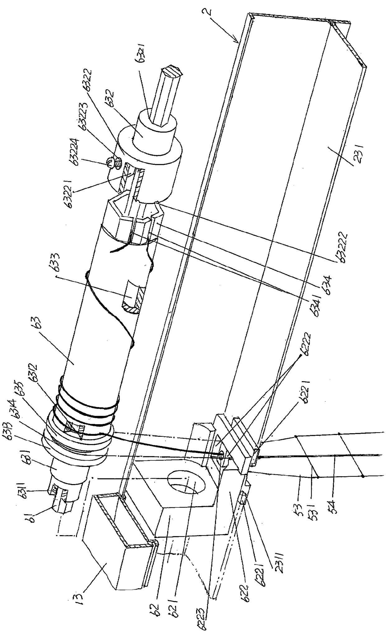 Retracting rope device of hollow glass with built-in shutter