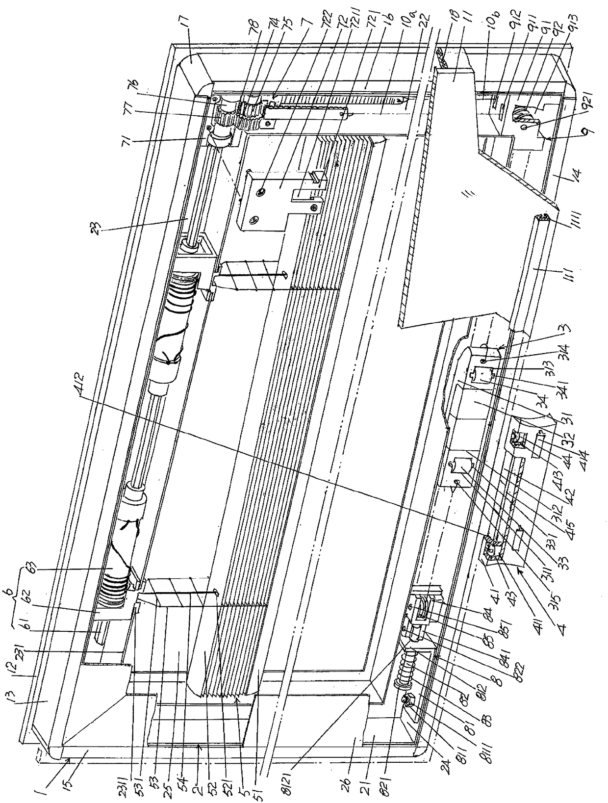 Retracting rope device of hollow glass with built-in shutter