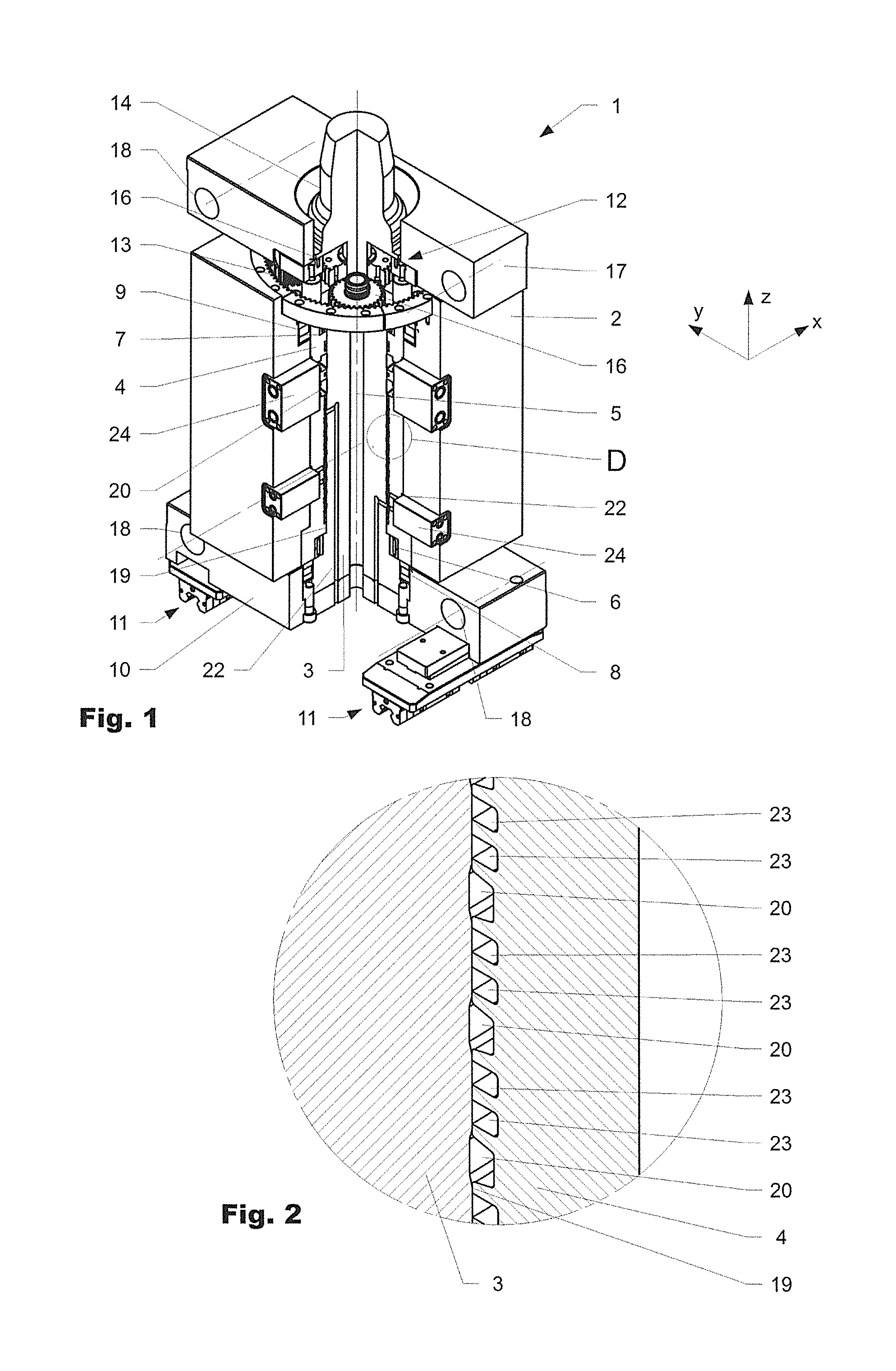 Rotation device for an injection-molding device
