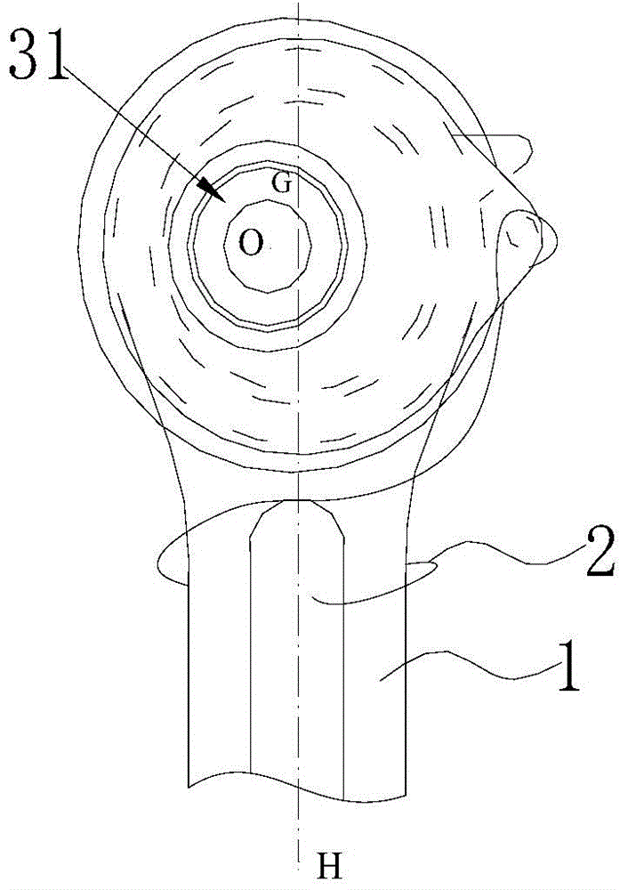 A variable compression ratio device for an internal combustion engine with a self-locking structure