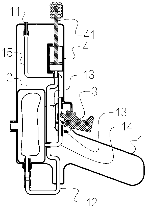 Water gun connected with three-opening water storage box