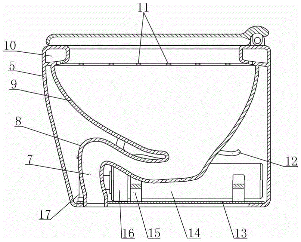 Compact water-saving toilet