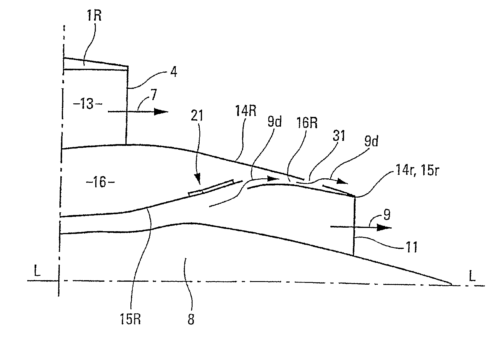 Turbojet engine with attenuated jet noise