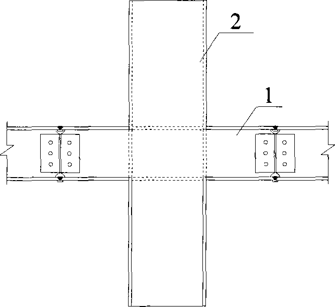 Square steel pipe concrete and H-shaped steel beam nod connection structure