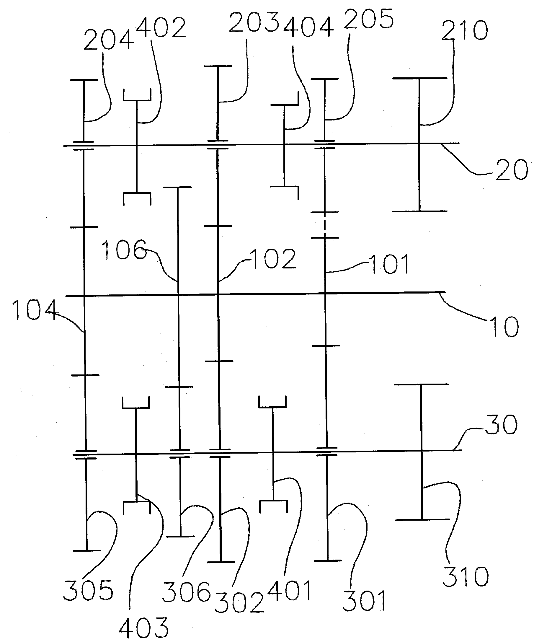 Arrangement structure of gear shaft system of gearbox