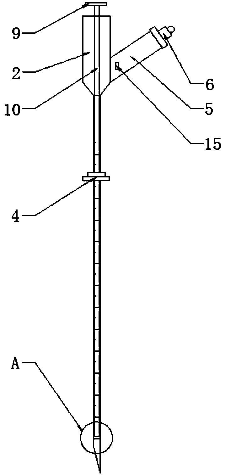 Limit device for improving axial accuracy of particle implanting needle