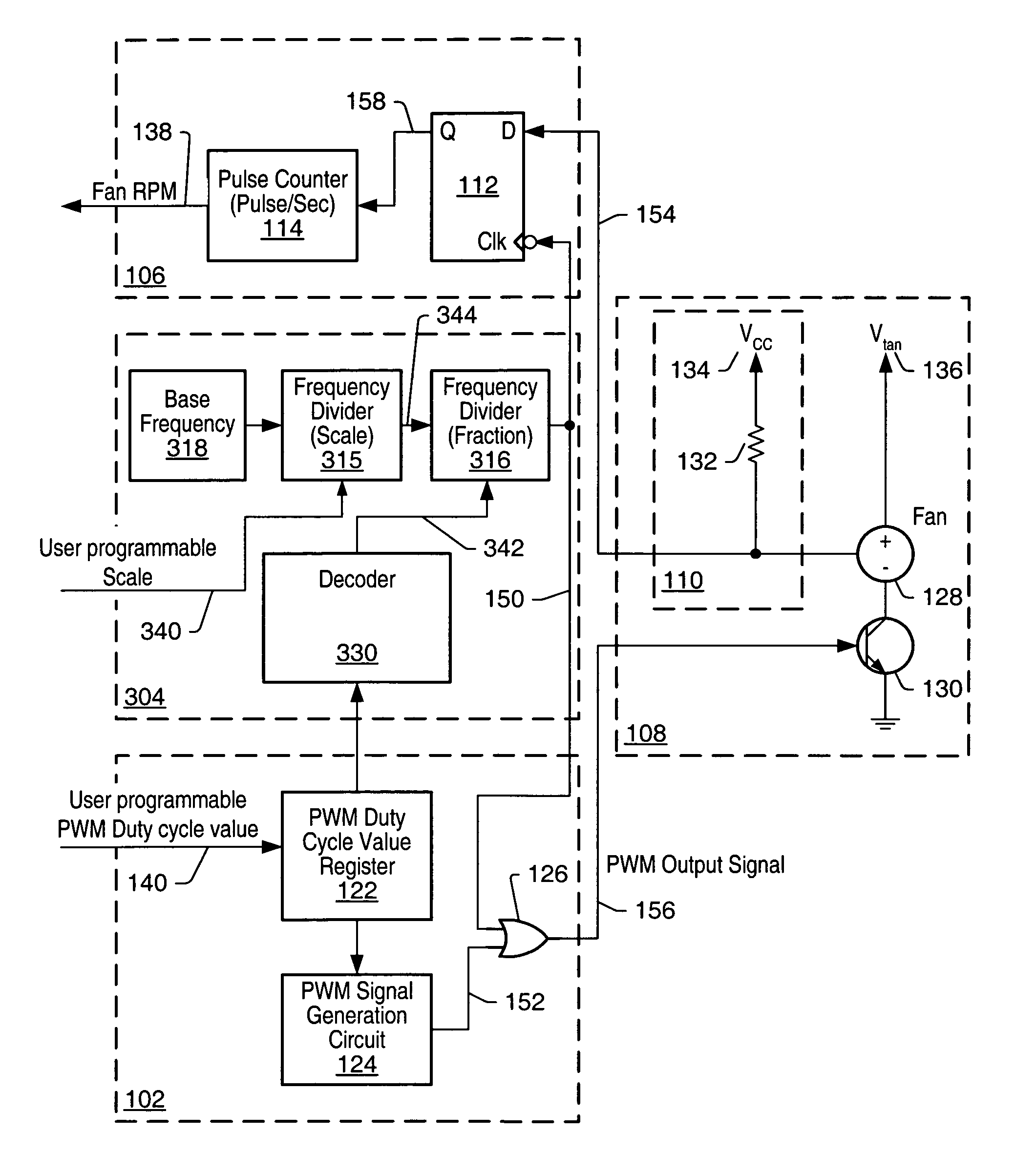 Method and apparatus for accurate fan tachometer readings of PWM fans with different speeds