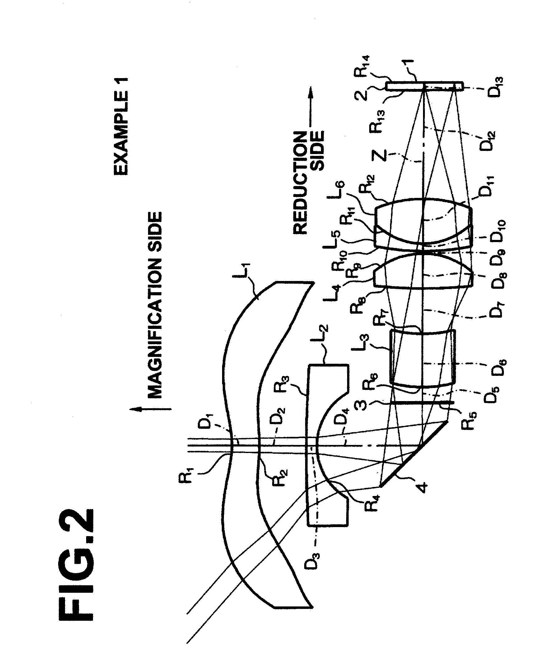 Projection lens and projection-type display apparatus using the lens