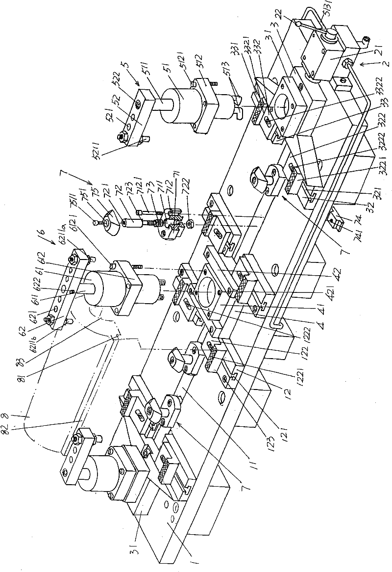 Clamp structure for milling positioning reference plane on glass die blank