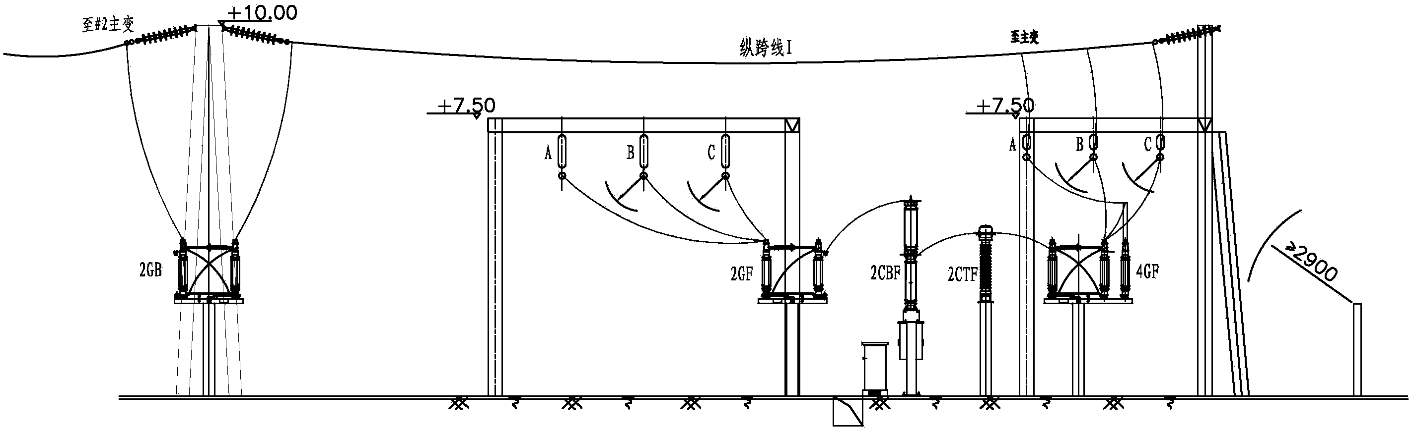 High-voltage distribution device with double breakers used for single bus segmentation and application thereof