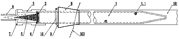 Self-grouting-stopping device of assembly type grouting guiding pipe