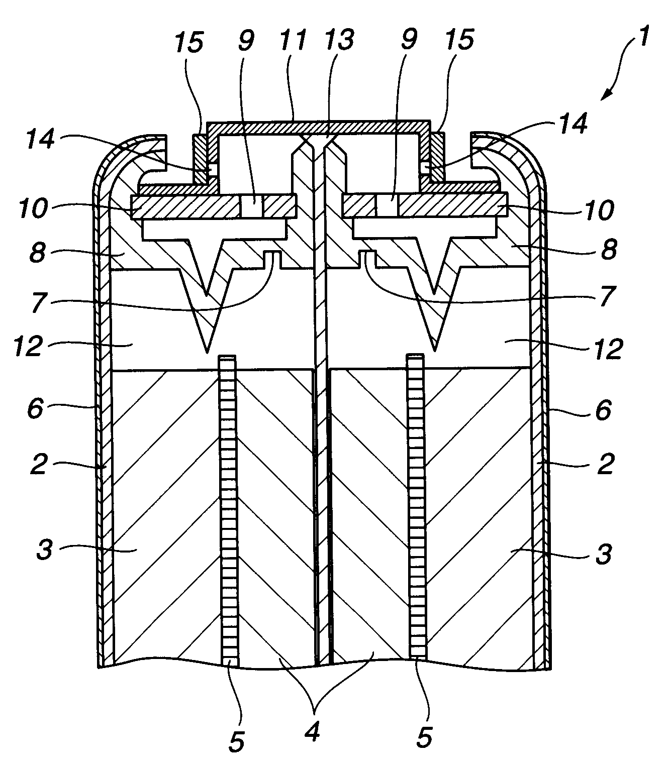Battery with a sheathing member to prevent leakage of electrolytic solution