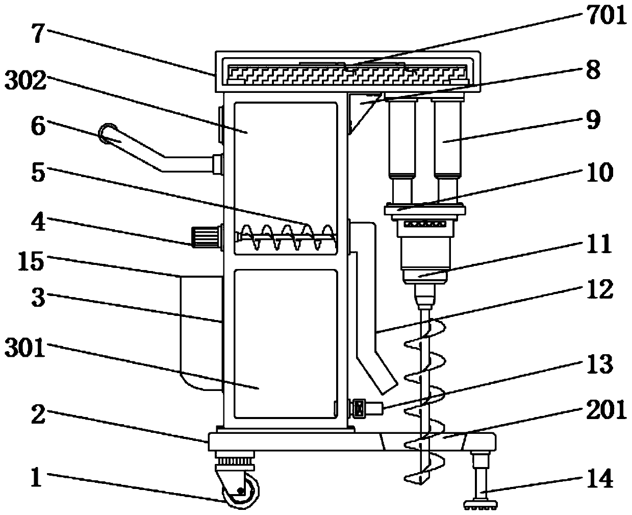 Green plant seedling planting device for landscaping