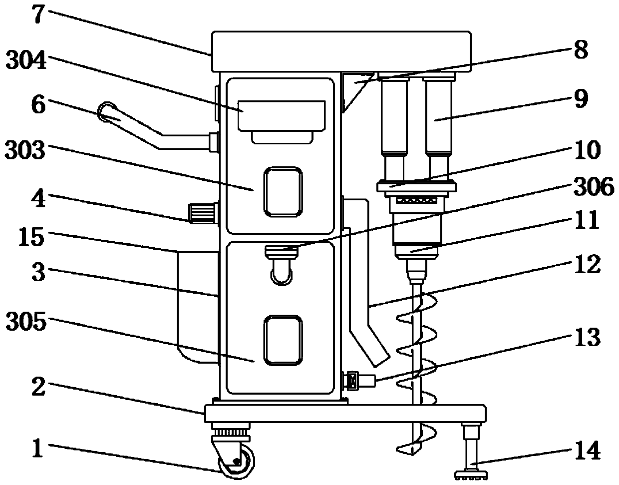 Green plant seedling planting device for landscaping